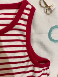 Pink and white stretchable tank top