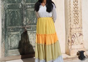 Multicoloured long maxi v-neck dress