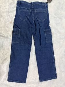 Stylish Blue Denim Cargo Jeans