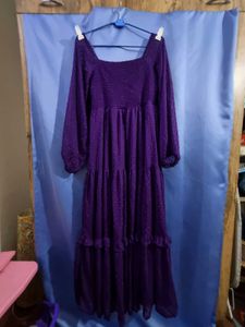 Purple Tiered Midi Dress