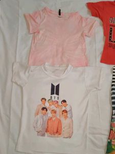 Bundle of 4 Girl's T-Shirts&amp; denim capri
