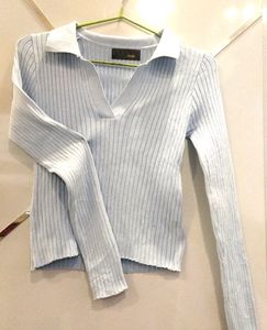 Cyan Winter Stretchable Sweatcrop Top