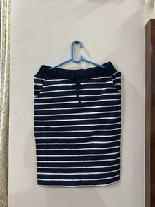 Navy Striped Pencil Skirt