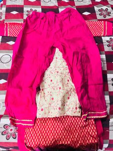 Elegant Red &amp; Cream Kurta Set with Dupatta