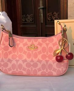 Coach Pink Signature Cherry Charm Shoulder Bag🍒
