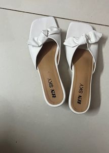 Stylish White Bow Sandals and Kajal combo