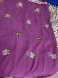 Beautiful Purple Embroidered Saree