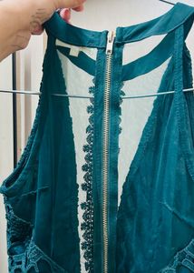 Stunning Teal Lace Halter Neck Dress