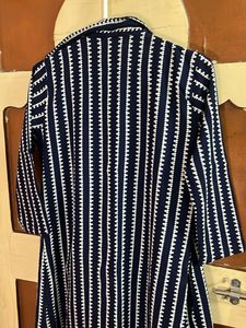 Chic Striped Long Shrug with White Top