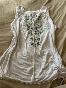 Boho Embroidered Tank Top- XL
