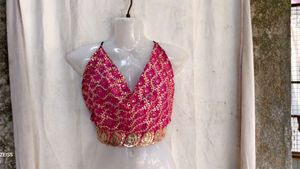610. Sparkling Halter Neck Crop Top