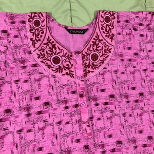 🌸 Vibrant Pink Printed Nightgown 🌸