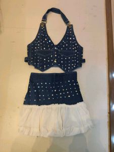 Y2K Embellished Denim 2-Piece Co-ord Set