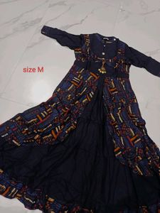 Elegant Navy Blue Printed Maxi Dress