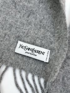 YSL Silver Grey Logo Embroidered Wool X Cashmere
