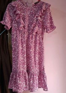 Cute Floral Print Mini Dress