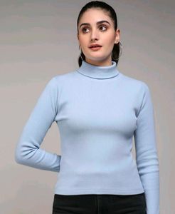 Light Blue Turtleneck Top