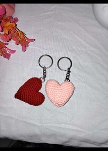 Crocheted Heart Keychains (Set of 2)