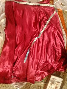 Marron satin Dandiya skirt with blouse