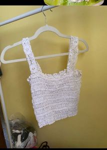 Cute Smocked White Crop Top