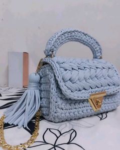 Crochet Handbag with Tassel & Chain