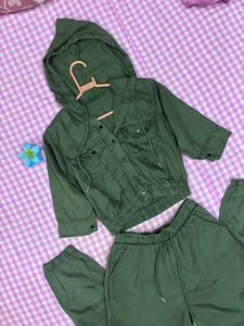 Green Cropped Hooded Jacket