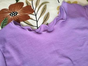 Cute Lavender Ribbed Lettuce Trim Top💜