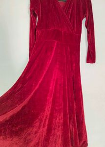 Elegant Red Velvet Dress