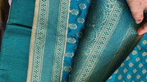 Elegant Teal Brocade Saree