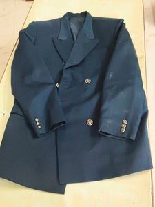 2 Men's Navy Double-Breasted and gray Suit Jacket