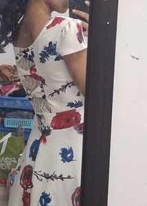 Floral Print Lace Back Dress
