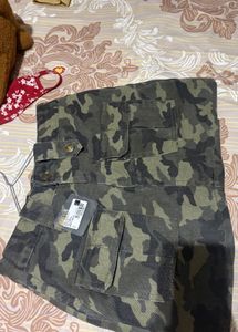 Denim Cargo Mini Skirt