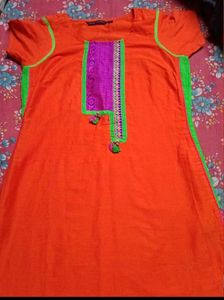 3 Ladies Kurtas - Orange, Floral, Yellow/Blue