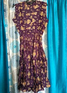 Designer Printed Purple western dress