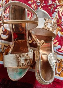 Gold Embellished Heeled Sandals