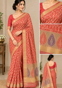 Elegant Red Printed Saree