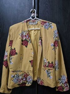 Yellow Floral Blazer Jacket