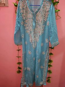 Chikankari Mirror Work Georgette Kurti