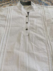White Thread Work Top/ Short Kurti