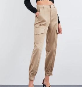 Zara Cargo Pants In Satin Finish