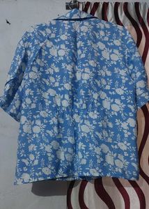 Blue Floral Button-Up Shirt