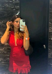 Chic Red Halterneck Ruched Mini Dress