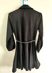 Zudio Chic Black Shirt Dress with Belt