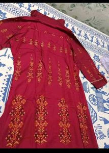 Maroon Kurta with Gold Print