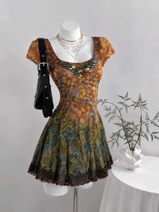 Bohemian Floral Print Mini Dress