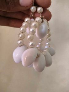 Boho Shell &amp; Pearl Hoop Earrings