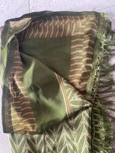 Beautiful Green Dupatta with Tassels