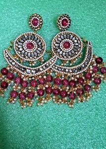 Stunning Pink Beaded Statement Earrings