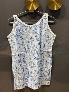 Blue Paisley Print Sleeveless Kurti