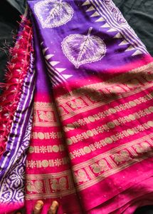 Vibrant Purple &amp; Pink Silk Saree